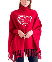 Winter Printed Fleece Poncho