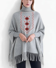 Winter Printed Fleece Poncho
