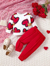 Love heart printed track suit kids
