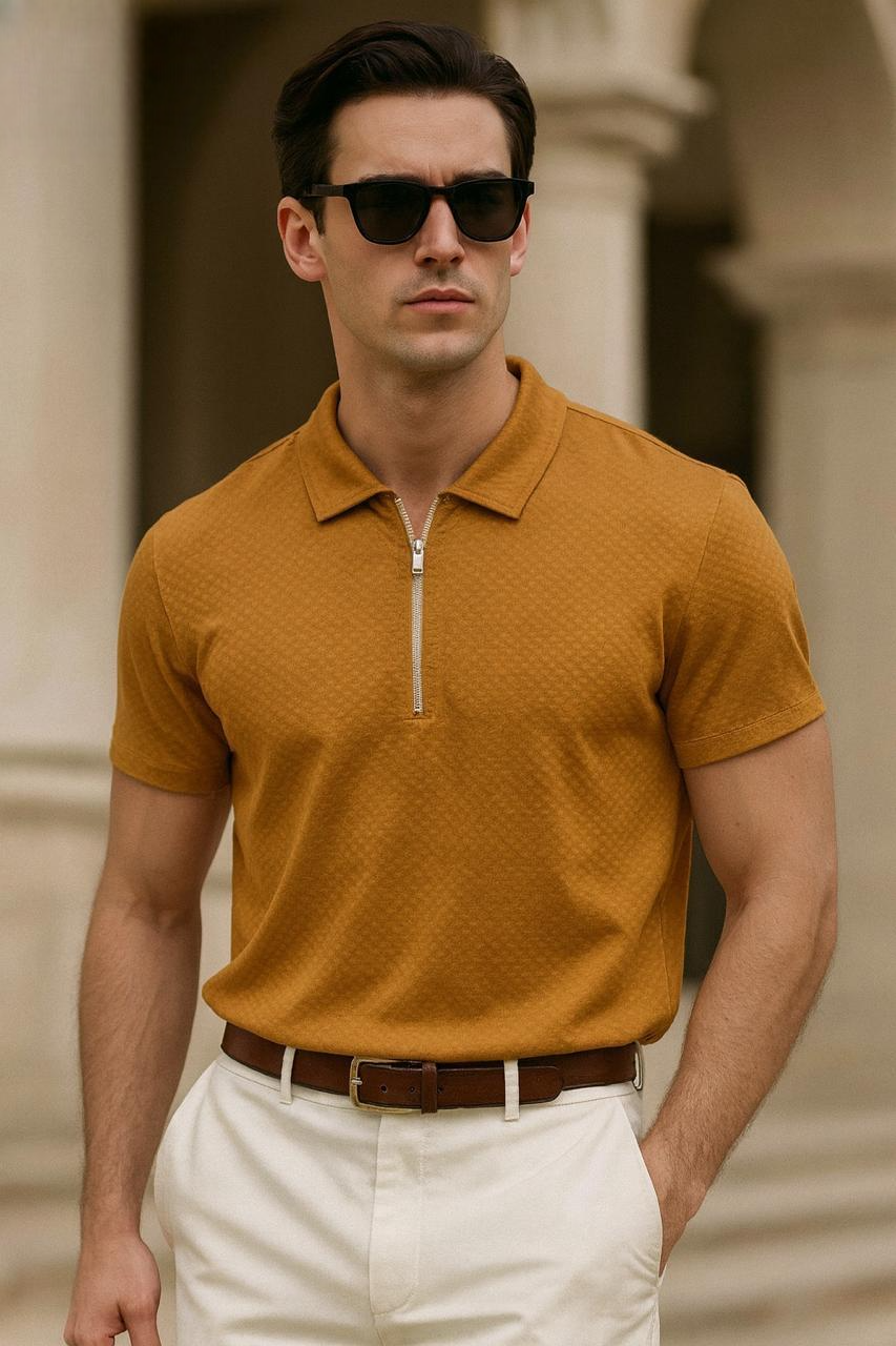 Zip Style texture T-shirt