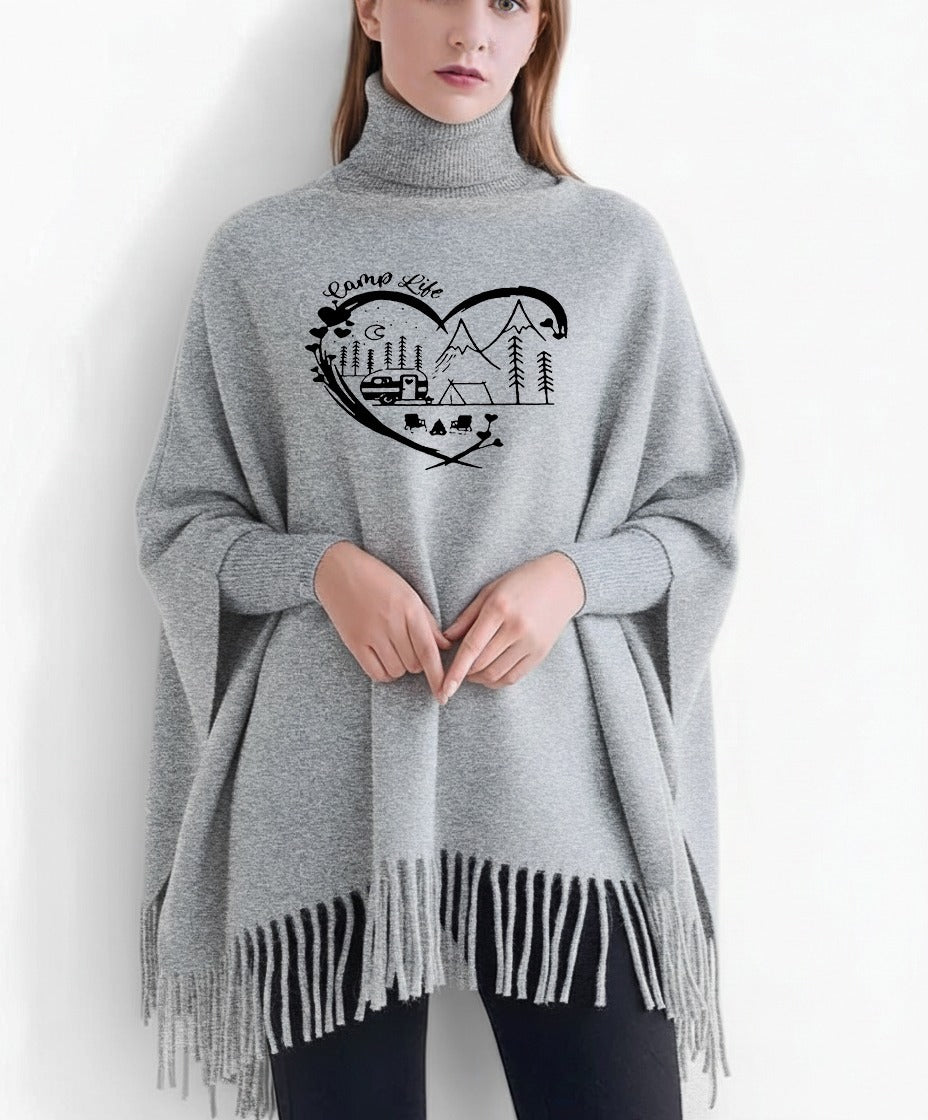 Winter Printed Fleece Poncho