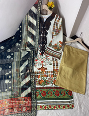 Front And Back Allover Digital Printed Shirt With Flapper And Printed Dupatta